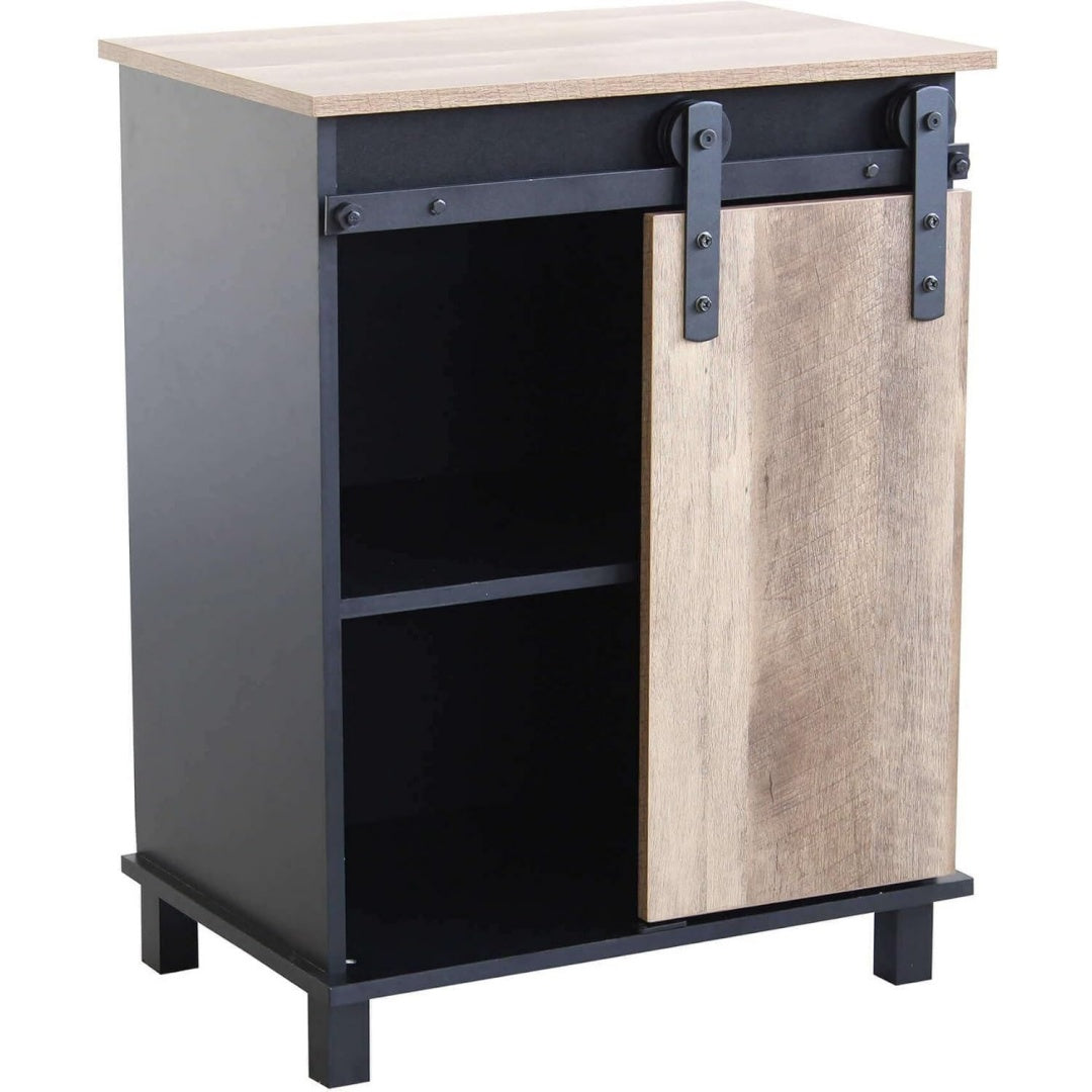 Schiebetueren praegen das Sideboard in Grau und Schwarz