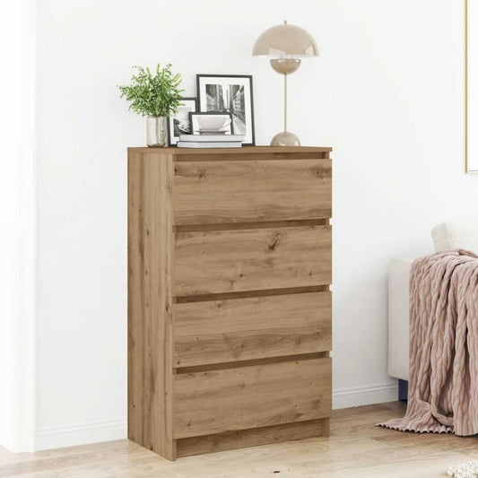 Das Sideboard misst 60 x 35 x 98.5 cm in Eichenbraun
