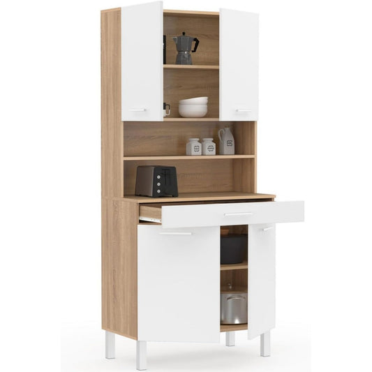 Sideboard mit 4 Tueren, Schubladen und Holzoptik