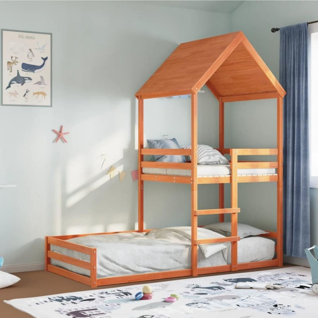 Etagenbett mit den Massen 90 x 190 cm in Naturbraun