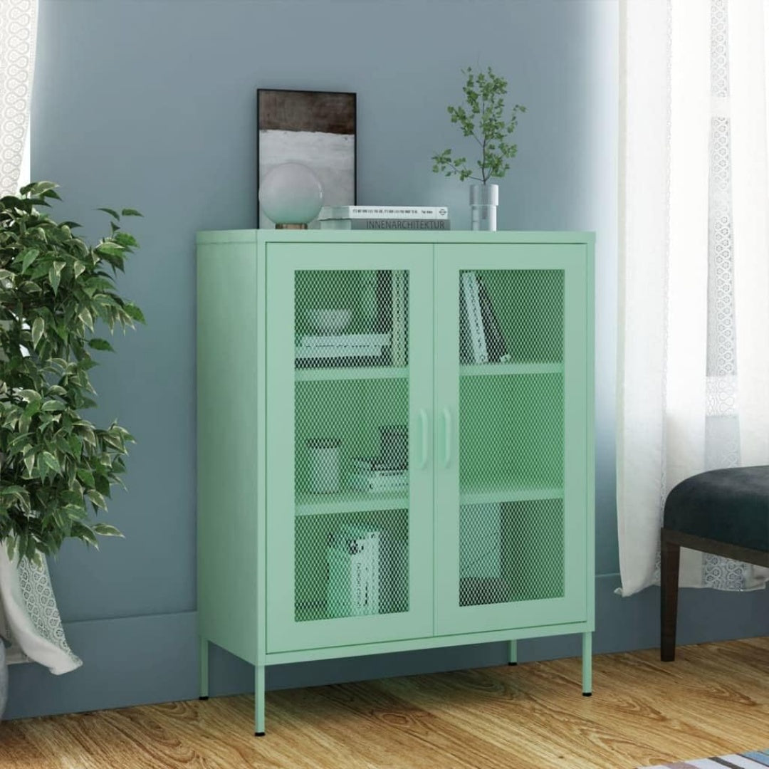Geschlossener Stauraum und Hoehenverstellung an dem Sideboard