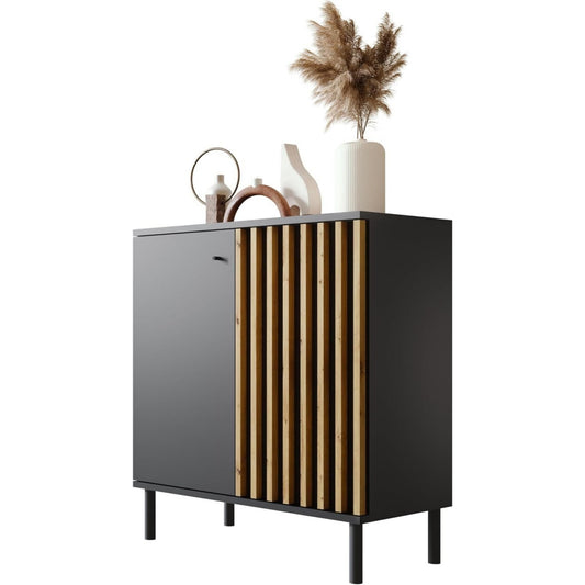 Sideboard in Schwarz mit strukturierten Fronten