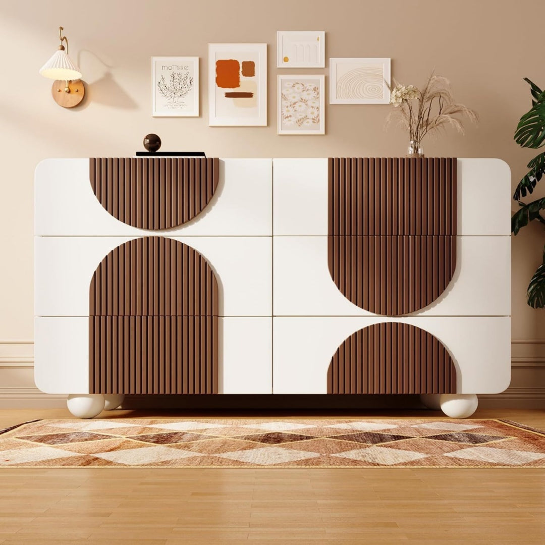 Sideboard mit Schubladen, 6 Schubladen und gerundeten Konturen