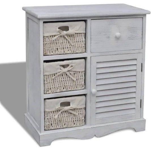 Das Sideboard setzt auf Flechtoptik