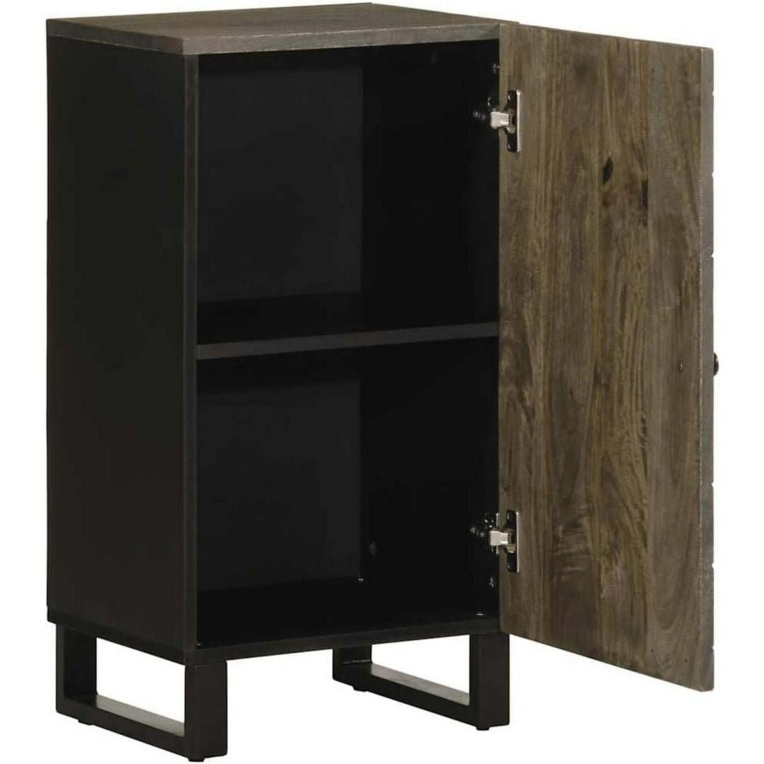 Sideboard mit Holzoptik, geschlossenem Stauraum und einem Metallgestell