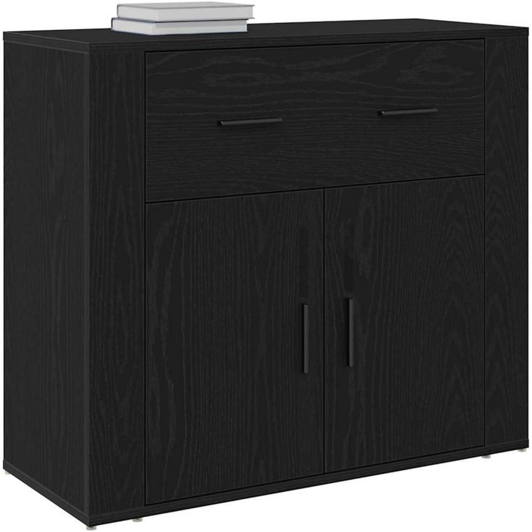 Sideboard mit den Massen 80 x 33 x 70 cm in Schwarz und Eichenbraun